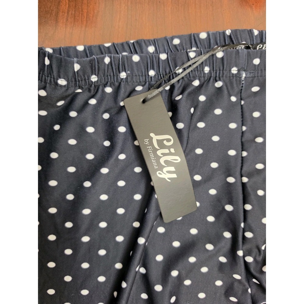 Lily by Firmiana 2XL Black White Polka Dot Santa Leggings Elastic Waist Stretch - Picture 3 of 7